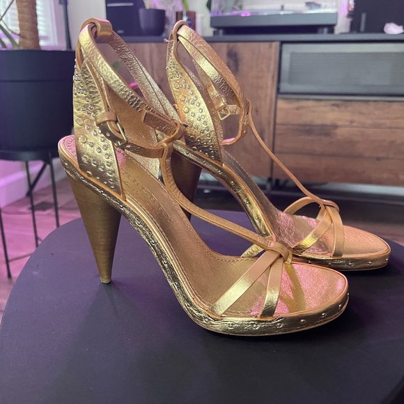 Burberry Hans Runway Gold Cone Heel - Size 36.5 - Picture 1 of 4